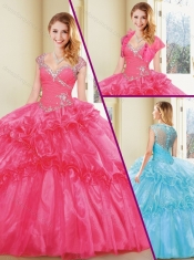 2016 New Styles Straps Quinceanera Dresses with Beading and Ruffles