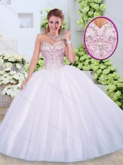 2016 New Styles Sweetheart Beading Quinceanera Dresses in White