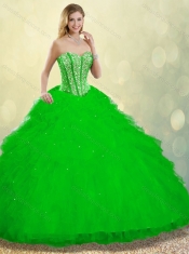 2016 Pretty Ruffles and Beading Detachable Quinceanera Gowns