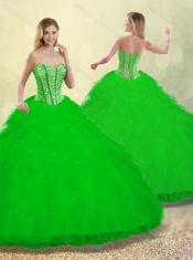 2016 Pretty Ruffles and Beading Detachable Quinceanera Gowns