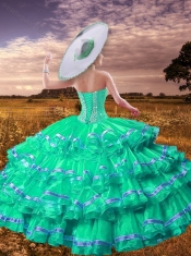 2016 Pretty Sweetheart Beading and Ruffled Layers Detachable Quinceanera Gowns