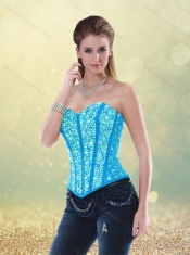 2016 Pretty Sweetheart Beading Blue Quinceanera Dress with Ruffles