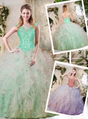 2016 Pretty Sweetheart Quinceanera Dresses with Appliques and Ruffles