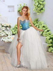 2016 Pretty White Detachable Quinceanera Dresses with Sequins and High Slit