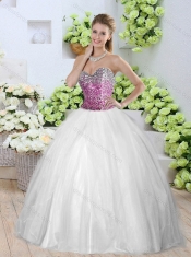 2016 Pretty White Detachable Quinceanera Dresses with Sequins and High Slit
