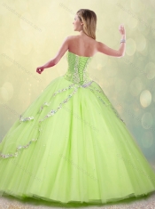 2016 Spring New Styles Sweetheart Beading Quinceanera Dresses in Yellow Green
