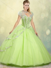 2016 Spring New Styles Sweetheart Beading Quinceanera Dresses in Yellow Green