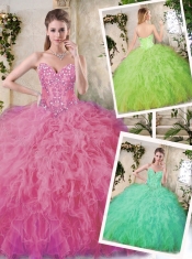 Best Appliques and Ruffles Quinceanera Dresses with Sweetheart