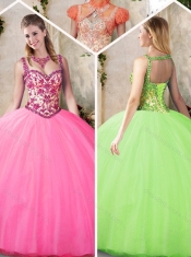 Elegant Straps Beading Quinceanera Gowns with Appliques