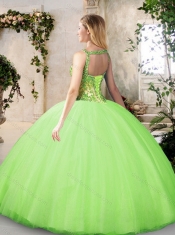 Elegant Straps Beading Quinceanera Gowns with Appliques