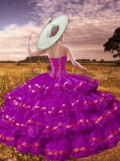 Gorgeous Beading and Ruffled Layers Fuchsia Detachable Sweet 16 Gowns