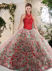 Hot Sale Appliques and Ruffles Sweet 16 Dresses with Halter Top