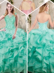 Pretty Appliques and Ruffles Sweet 16 Dresses in Turquois