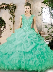 Pretty Brush Train Quinceanera Dresses with Appliques and Ruffles