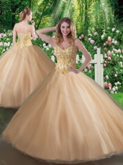 2016 Affordable A Line Champagne Sweet 16 Gowns with Beading