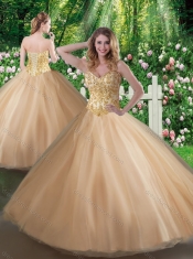 2016 Affordable A Line Champagne Sweet 16 Gowns with Beading