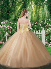 2016 Affordable A Line Champagne Sweet 16 Gowns with Beading