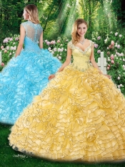 2016 Beautiful Straps Cap Sleeves Sweet 16 Dresses with Beading