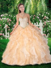 2016 Brand New Ball Gown Sweetheart Quinceanera Dresses with Beading and Ruffles