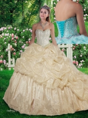 2016 Elegant Brush Train Beading Quinceanera Dresses