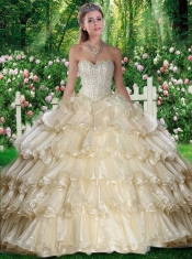 2016 Hot Sale Sweetheart Beading and Ruffled Layers Quinceanera Dresses