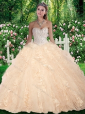 2016 Latest Ball Gown Beading and Ruffles Sweet 16 Gowns for Fall