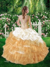 2016 Pretty Ball Gown Beading Champange Quinceanera Dresses