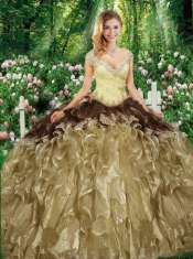 2016 Pretty Straps Sweet 16 Gowns with Beading and Ruffles