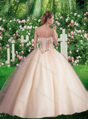 2016 Simple Ball Gowns Sweetheart Appliques Champagne Sweet 16 Dresses