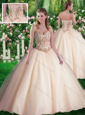 2016 Simple Ball Gowns Sweetheart Appliques Champagne Sweet 16 Dresses