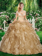 Beautiful A Line Cap Sleeves Quinceanera Dresses with Beading