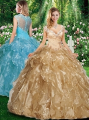 Beautiful A Line Cap Sleeves Quinceanera Dresses with Beading