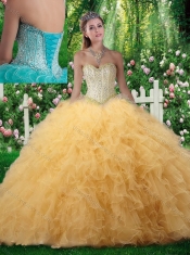 Beautiful Ball Gown Sweetheart Quinceanera Dresses with Beading in Champagne