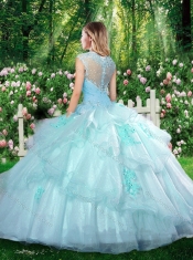 Beautiful Straps Champagne Quinceanera Dresses with Beading and Appliques