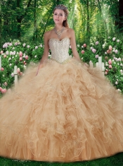 Beautiful Sweetheart Quinceanera Dresses with Beading and Ruffles for Fall