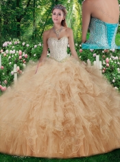 Beautiful Sweetheart Quinceanera Dresses with Beading and Ruffles for Fall