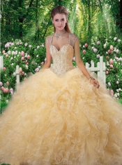 Classical Ball Gown Beading Sweet 16 Gowns in Champange