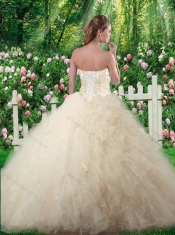 Exquisite2016  Champagne Sweet 16 Dresses with Beading and Ruffles