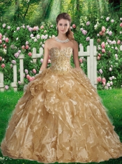 Fashionable Ball Gown Sweetheart Sweet 16 Gowns in Champagne