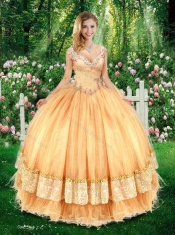 Fashionable Straps Beading and Appliques Sweet 16 Gowns