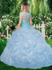 Gorgeous Straps Brush Train Quinceanera Gowns with Beading