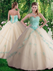 Hot Sale A Line Appliques Sweet 16 Dresses in Champagne