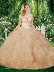 Hot Sale Ball Gown Quinceanera Gowns with Beading and Ruffles