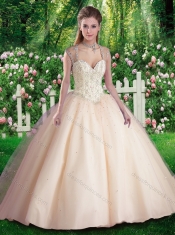 Hot Sale Straps Beading 2016 Quinceanera Dresses for Spring