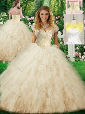 Latest Sweetheart Champagne Quinceanera Dresses with Beading