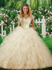 Latest Sweetheart Champagne Quinceanera Dresses with Beading