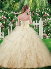 Latest Sweetheart Champagne Quinceanera Dresses with Beading