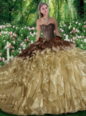 Luxurious Ball Gown Beading Sweet 16 Dresses with Brush Train