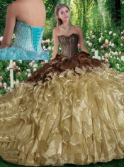 Luxurious Ball Gown Beading Sweet 16 Dresses with Brush Train