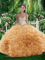 Luxurious Ball Gown Sweetheart Beading Quinceanera Dresses with Brush Train